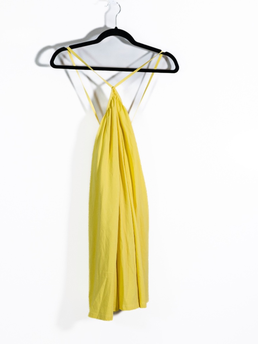 Zara Women's High Neck Cross Strap Back Sleeveless Mini Tank Dress Yellow Small
